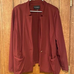 Eloquii Women's One-Button Blazer Jacket Maroon Size 18 Pockets